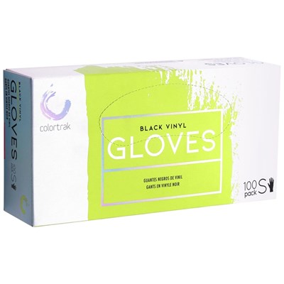Colortrak Vinyl Gloves - Black, 100 ct. Small