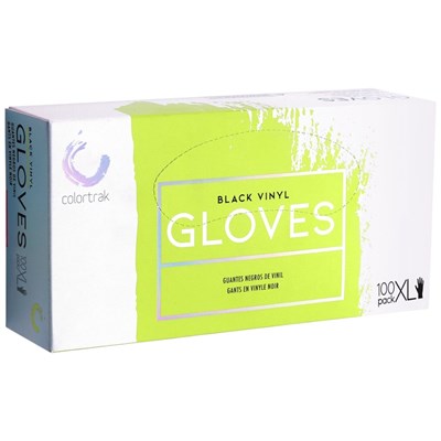 Colortrak Vinyl Gloves - Black, 100 ct. X-Large