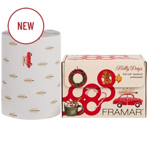 Framar Embossed Foil Roll Medium Holly Days 320 ft.