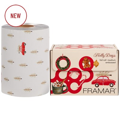 Framar Embossed Foil Roll Medium Holly Days 320 ft.