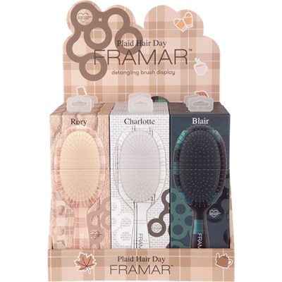 Framar Plaid Hair Day Detangle Brush Display 10 pc.
