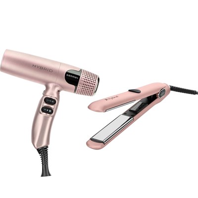 Gamma+ Buy Hybrid Professional Hair Dryer - Rose Gold, Get X-Hybrid Professional Flat Iron - Rose Gold FREE 2 pc.
