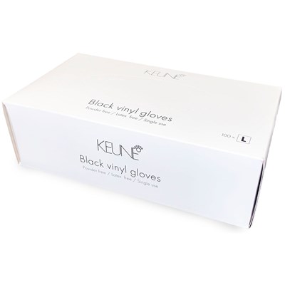 Keune Black Vinyl Gloves - Large, Powder Free/Latex Free/Single Use 100 ct.